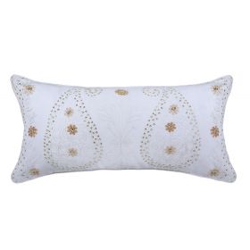 Lotus 12x24 - Linen Embroidered Pillow